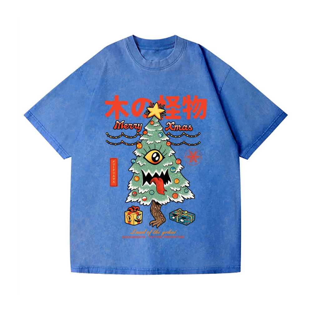 Yokai Christmas Vintage Wash Japanese Design T-Shirt