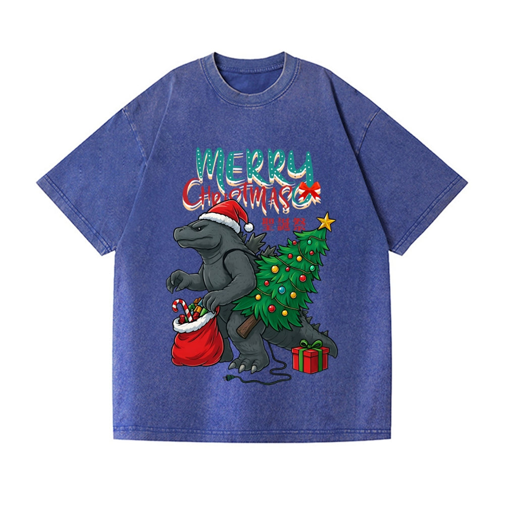 Christmas Kaiju Vintage Wash Japanese Design T-Shirt