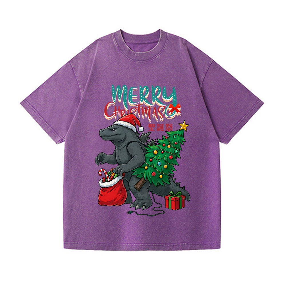 Christmas Kaiju Vintage Wash Japanese Design T-Shirt
