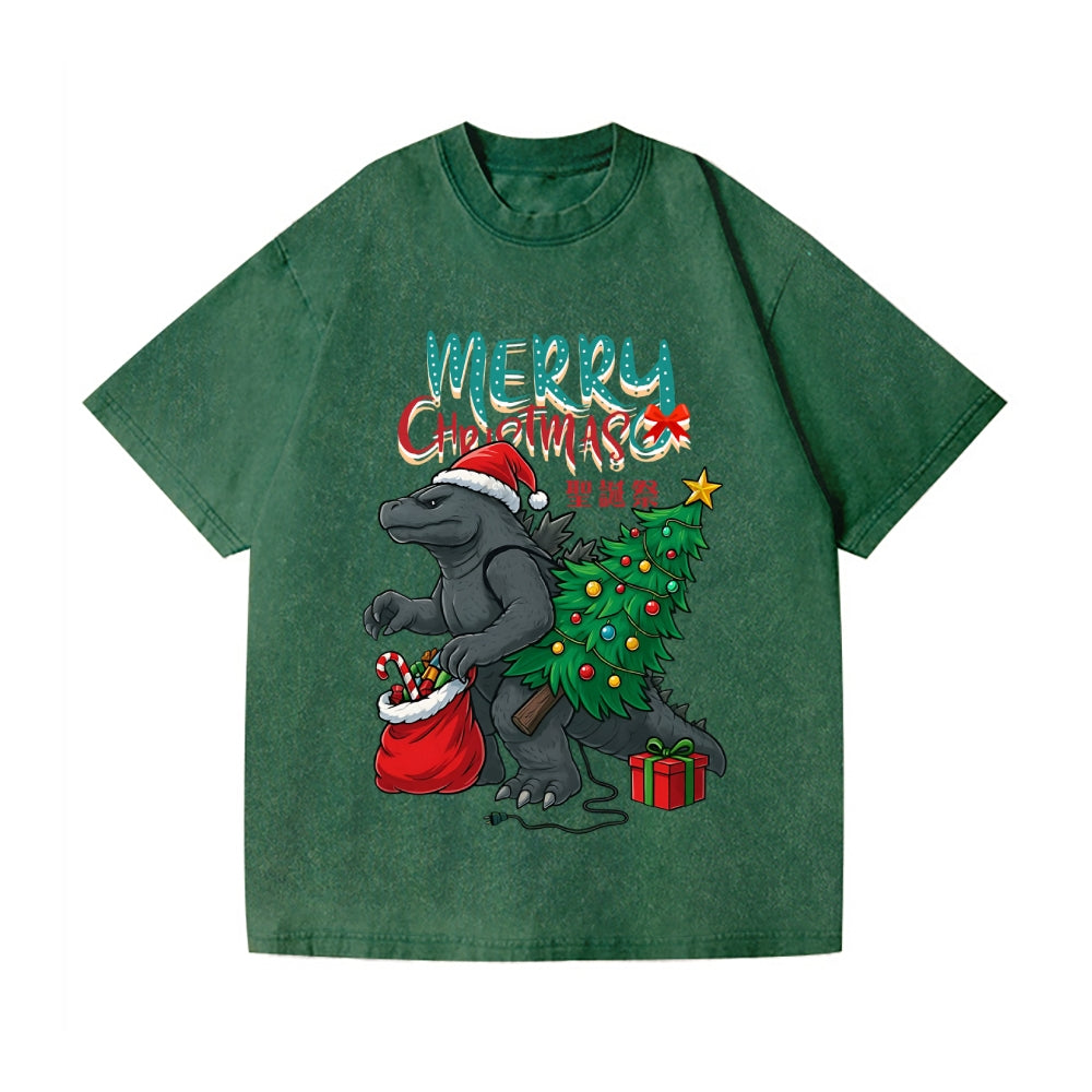 Christmas Kaiju Vintage Wash Japanese Design T-Shirt