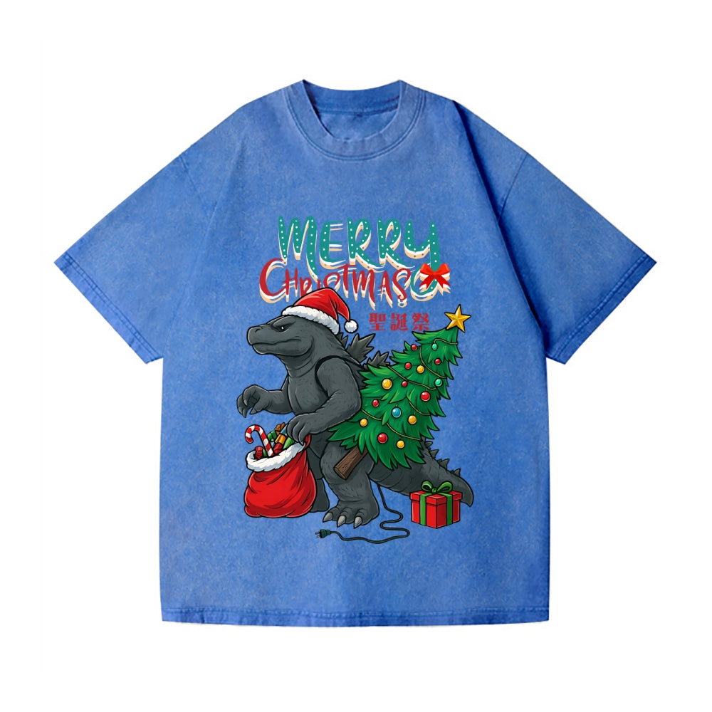 Christmas Kaiju Vintage Wash Japanese Design T-Shirt