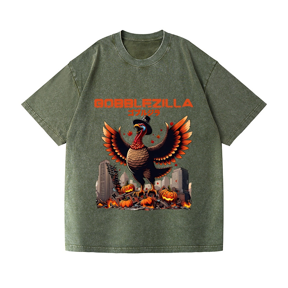 Thanksgiving Turkey Gobbler Kaiju Vintage Wash Japanese Design T-Shirt