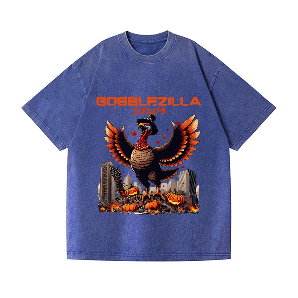 Thanksgiving Turkey Gobbler Kaiju Vintage Wash Japanese Design T-Shirt