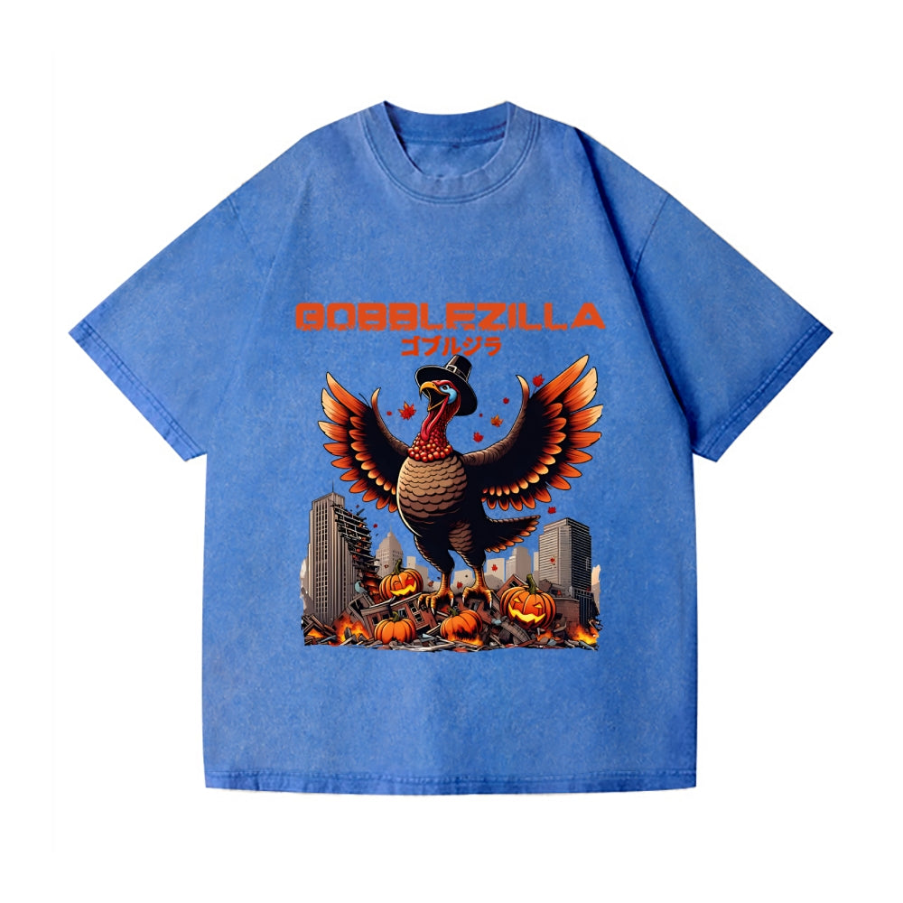 Thanksgiving Turkey Gobbler Kaiju Vintage Wash Japanese Design T-Shirt