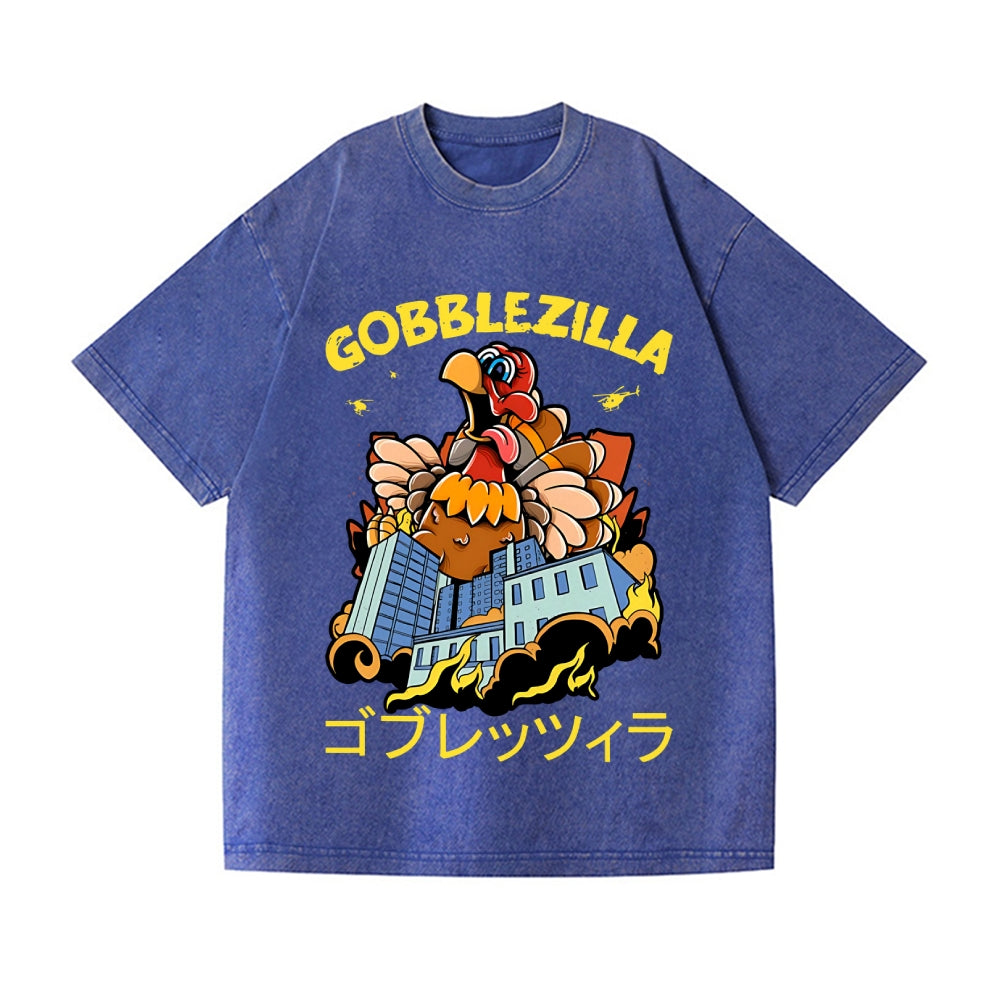 Thanksgiving Turkey Gobbler Kaiju Vintage Wash Japanese Design T-Shirt