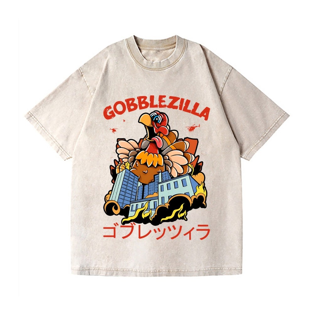 Thanksgiving Turkey Gobbler Kaiju Vintage Wash Japanese Design T-Shirt