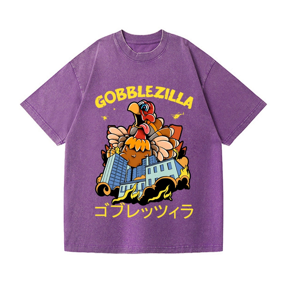 Thanksgiving Turkey Gobbler Kaiju Vintage Wash Japanese Design T-Shirt