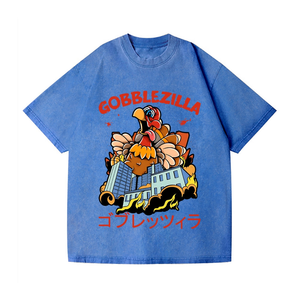 Thanksgiving Turkey Gobbler Kaiju Vintage Wash Japanese Design T-Shirt