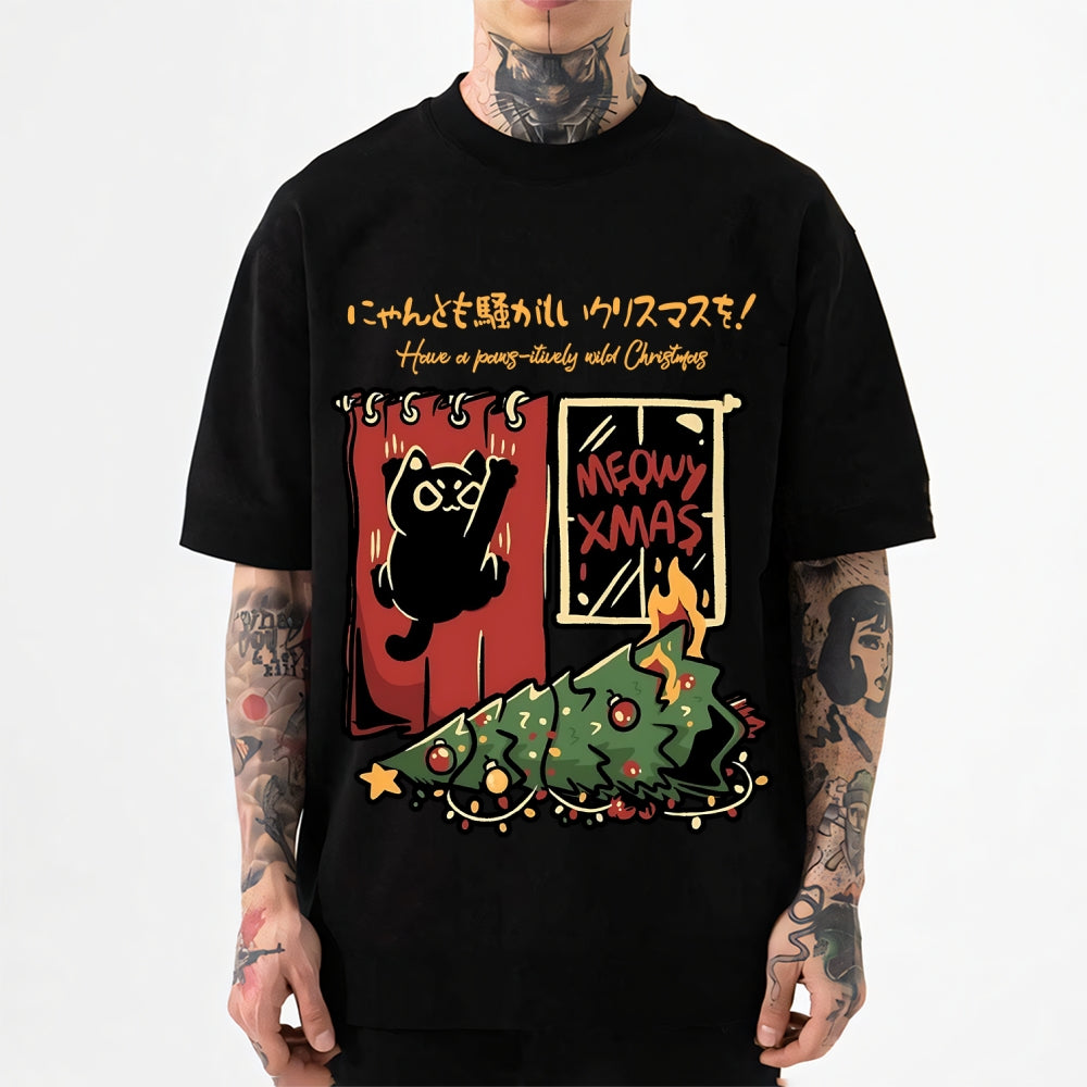 Christmas Cat Tree Japanese Style Classic Tee