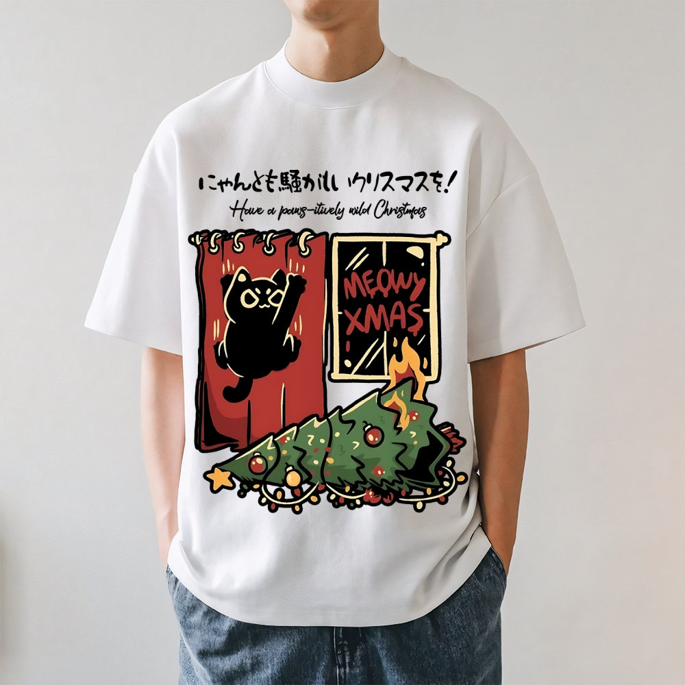 Christmas Cat Tree Japanese Style Classic Tee