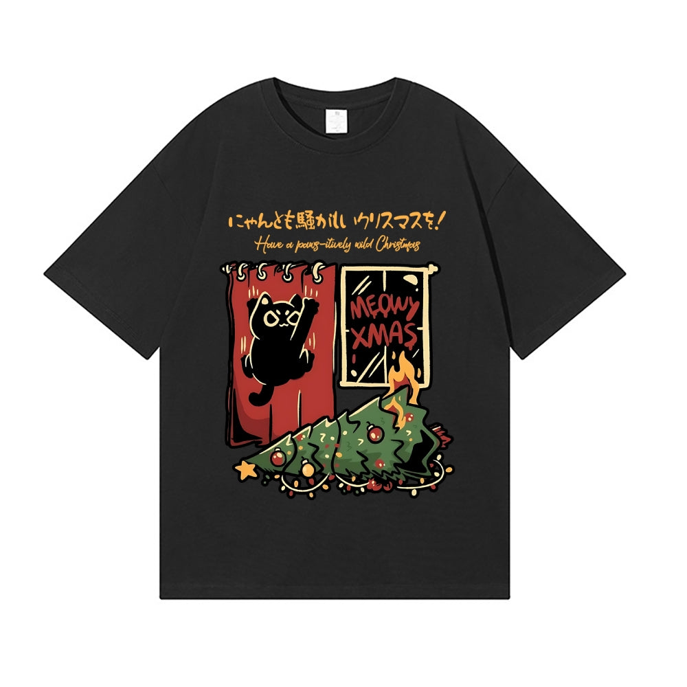 Christmas Cat Tree Japanese Style Classic Tee