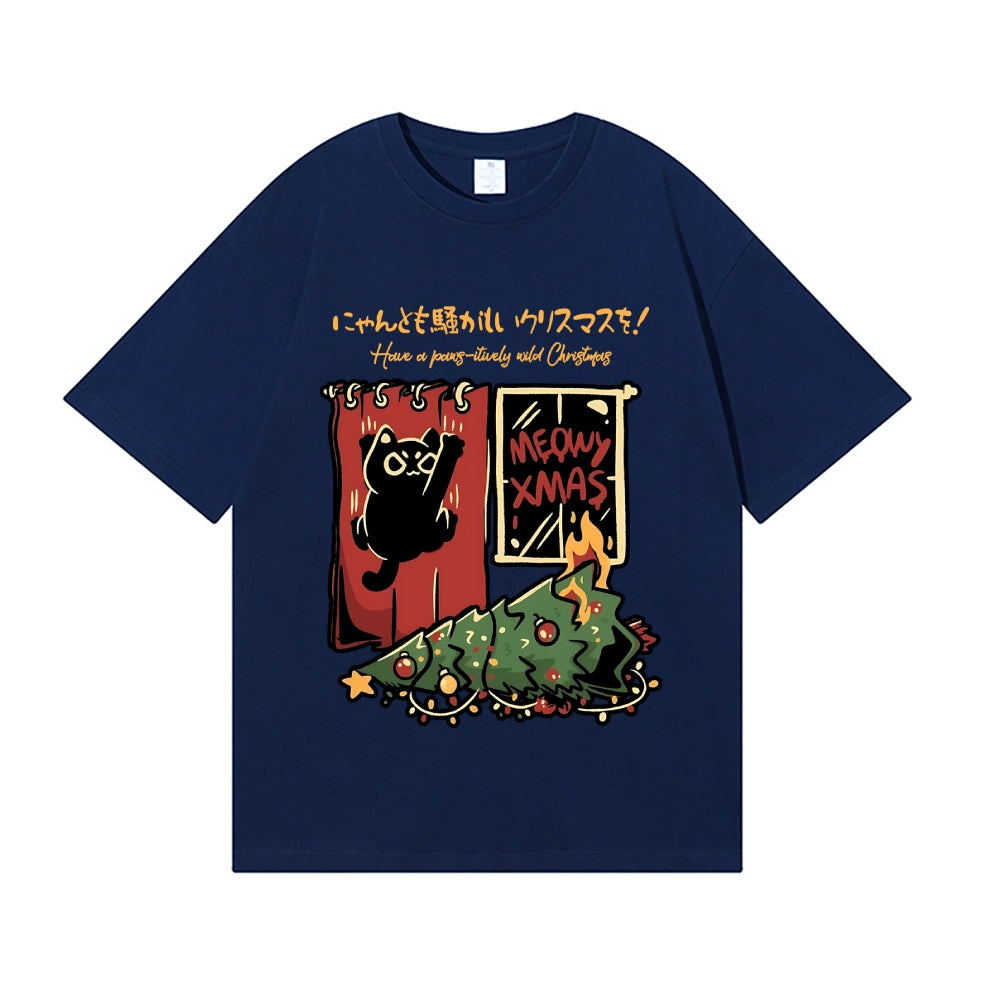 Christmas Cat Tree Japanese Style Classic Tee