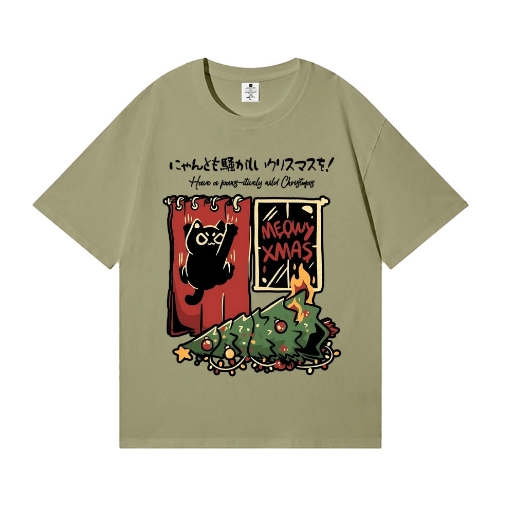 Christmas Cat Tree Japanese Style Classic Tee
