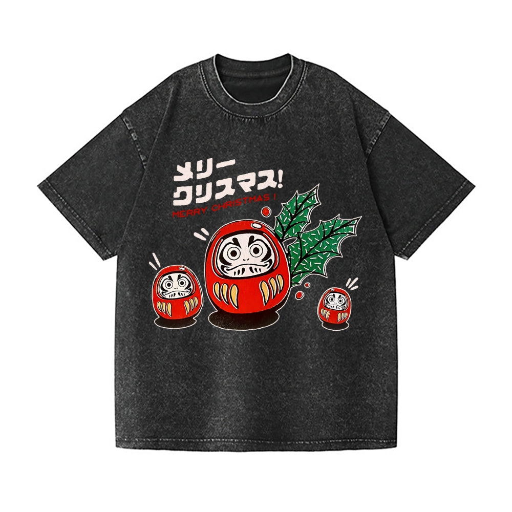 Christmas Daruma Vintage Wash Japanese Design T-Shirt