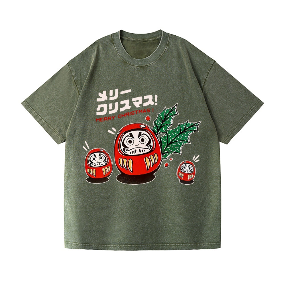 Christmas Daruma Vintage Wash Japanese Design T-Shirt
