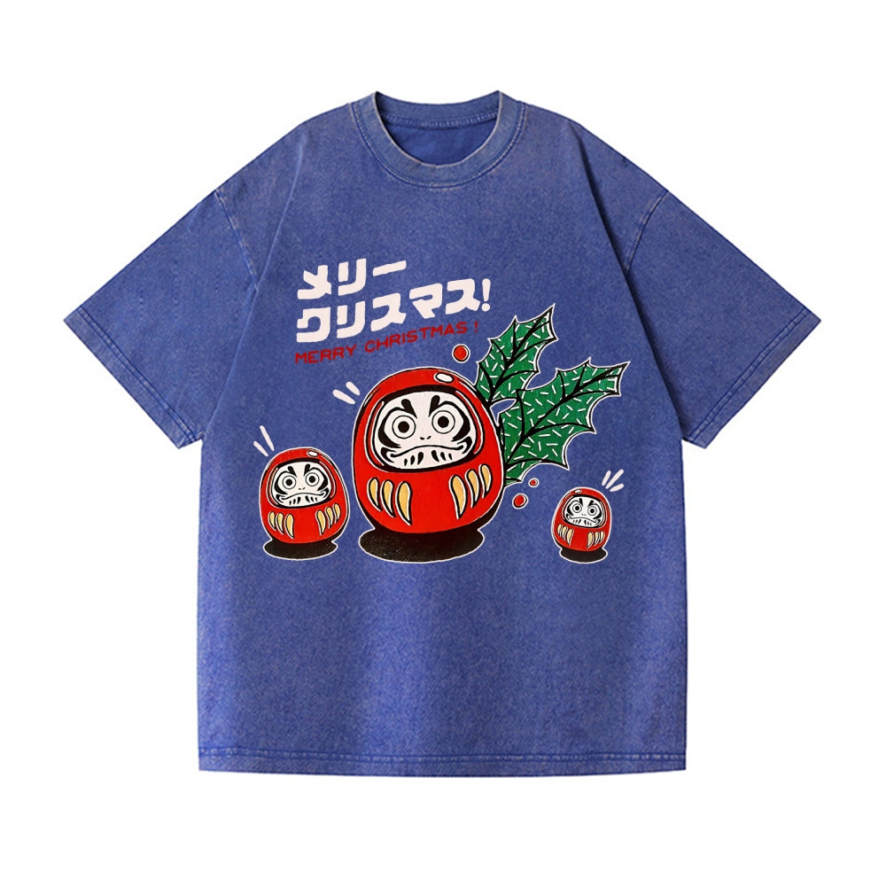 Christmas Daruma Vintage Wash Japanese Design T-Shirt