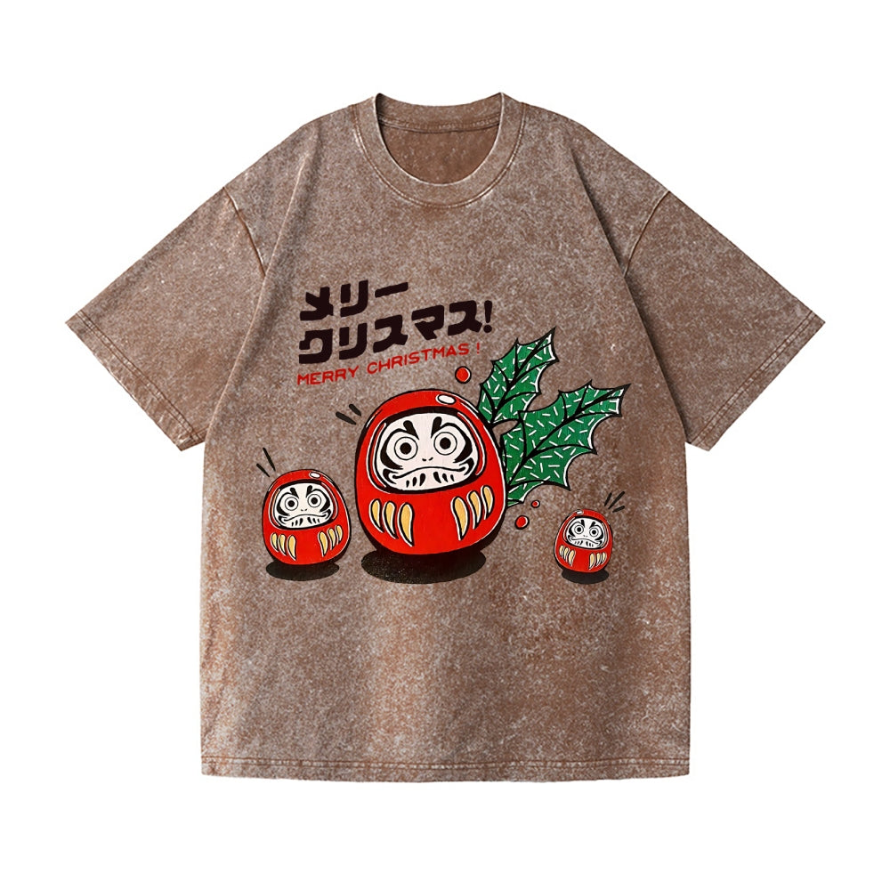 Christmas Daruma Vintage Wash Japanese Design T-Shirt