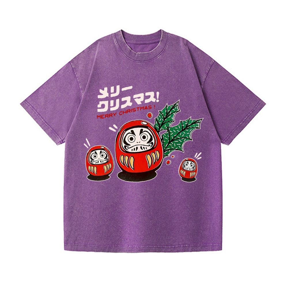 Christmas Daruma Vintage Wash Japanese Design T-Shirt