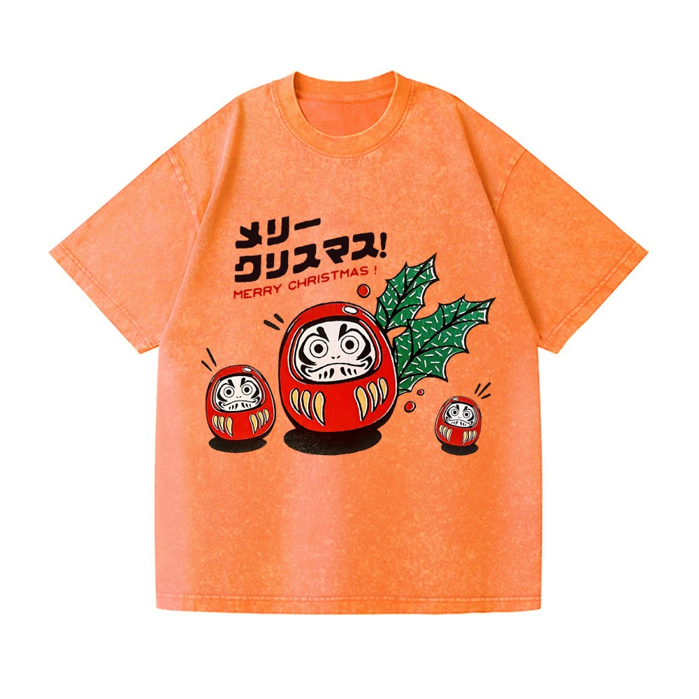 Christmas Daruma Vintage Wash Japanese Design T-Shirt