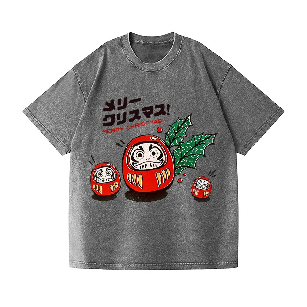 Christmas Daruma Vintage Wash Japanese Design T-Shirt