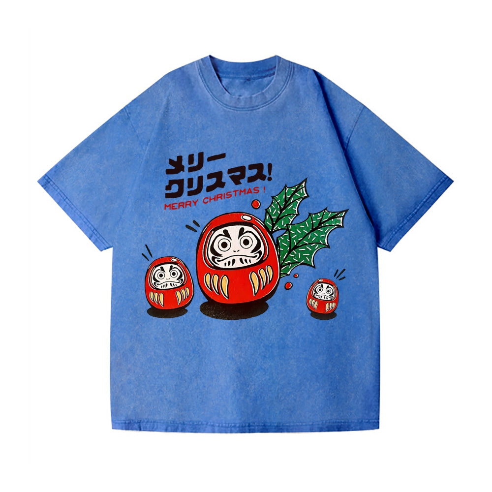Christmas Daruma Vintage Wash Japanese Design T-Shirt