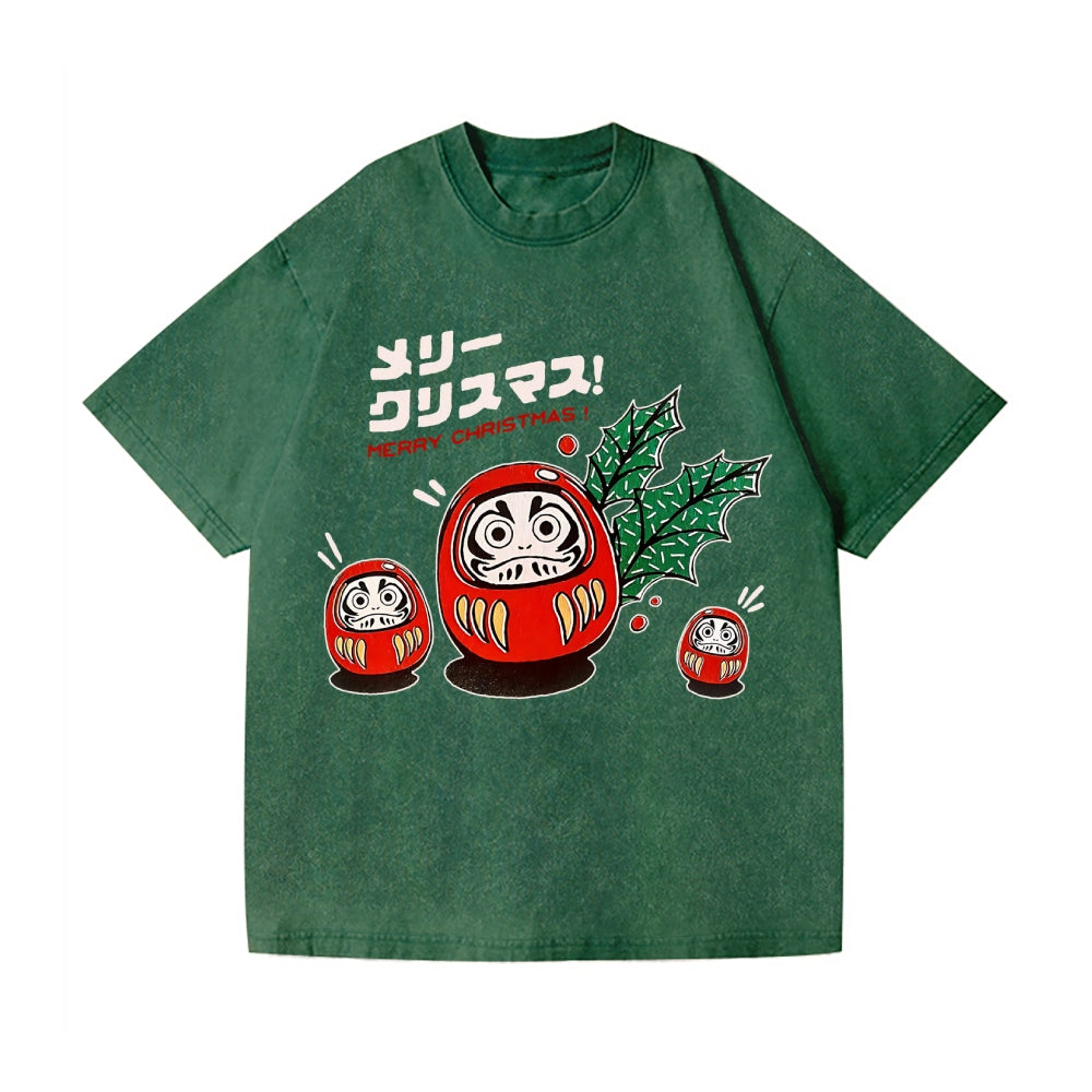 Christmas Daruma Vintage Wash Japanese Design T-Shirt