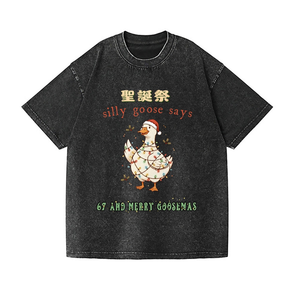 Just a Jolly Goose Christmas Vintage Wash Japanese Design T-Shirt