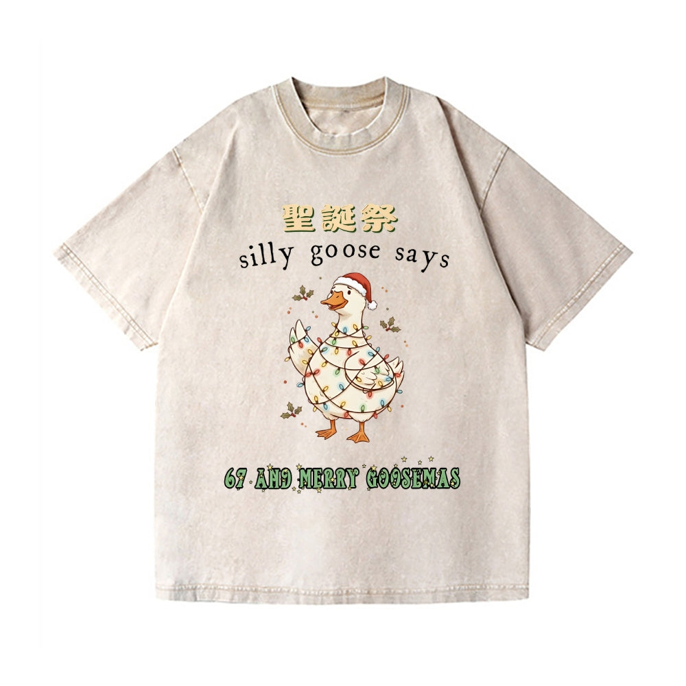 Just a Jolly Goose Christmas Vintage Wash Japanese Design T-Shirt
