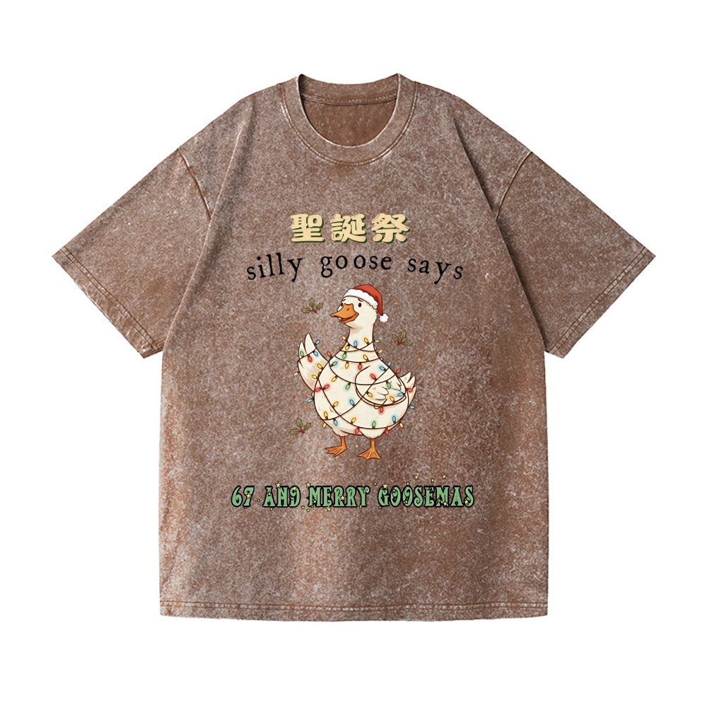 Just a Jolly Goose Christmas Vintage Wash Japanese Design T-Shirt