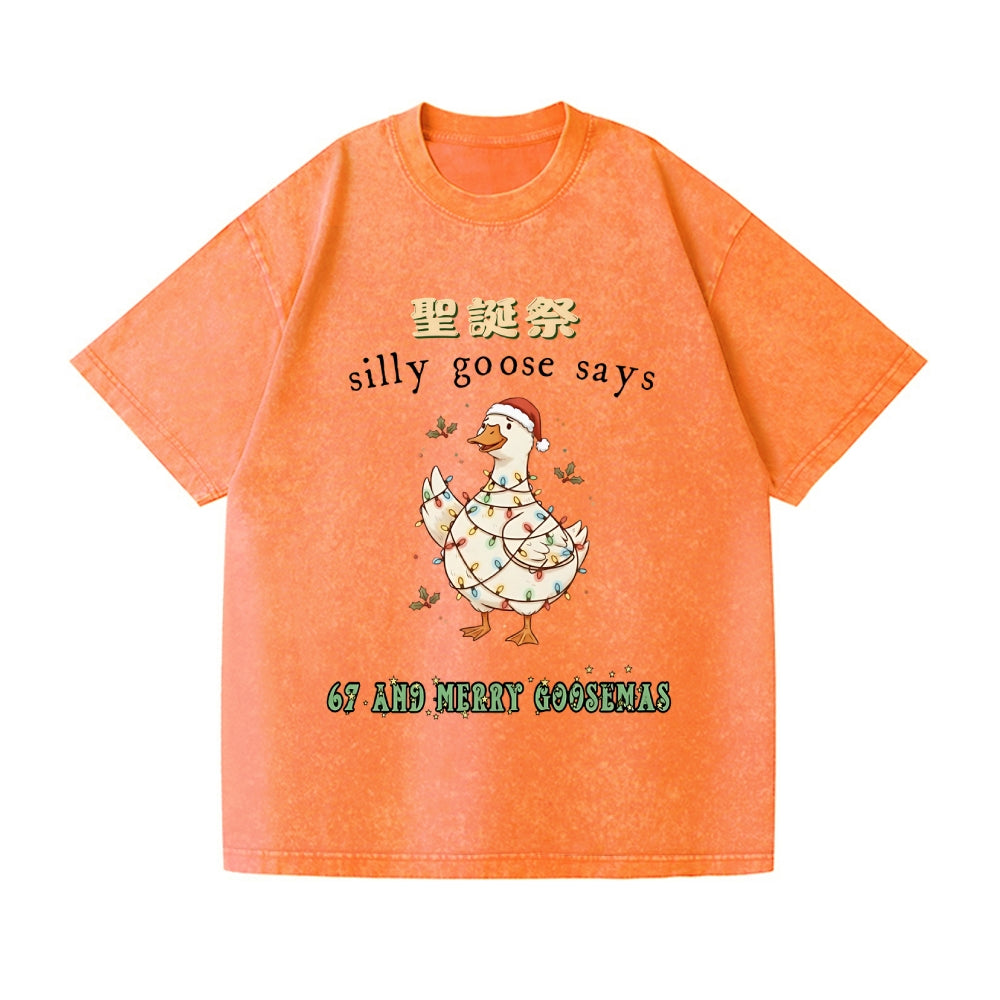 Just a Jolly Goose Christmas Vintage Wash Japanese Design T-Shirt