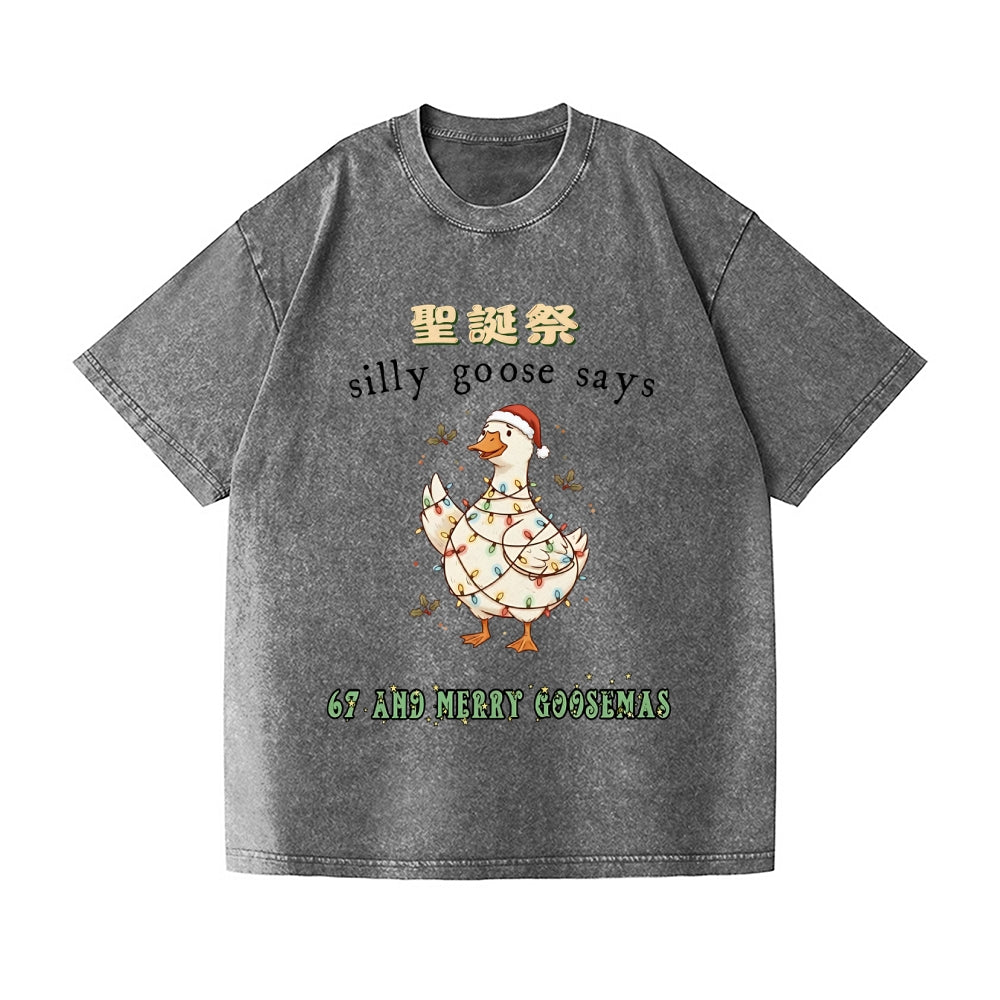 Just a Jolly Goose Christmas Vintage Wash Japanese Design T-Shirt