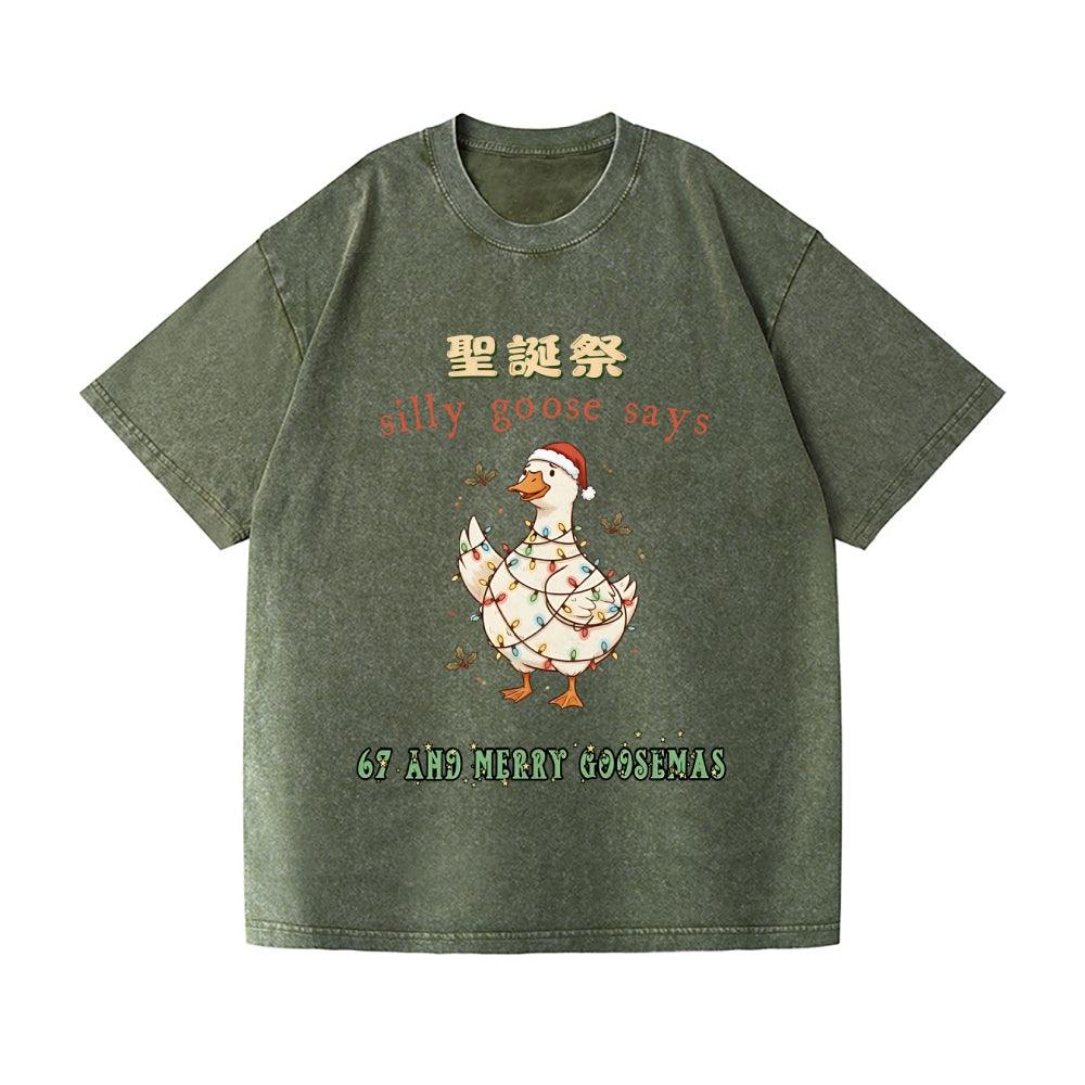 Just a Jolly Goose Christmas Vintage Wash Japanese Design T-Shirt