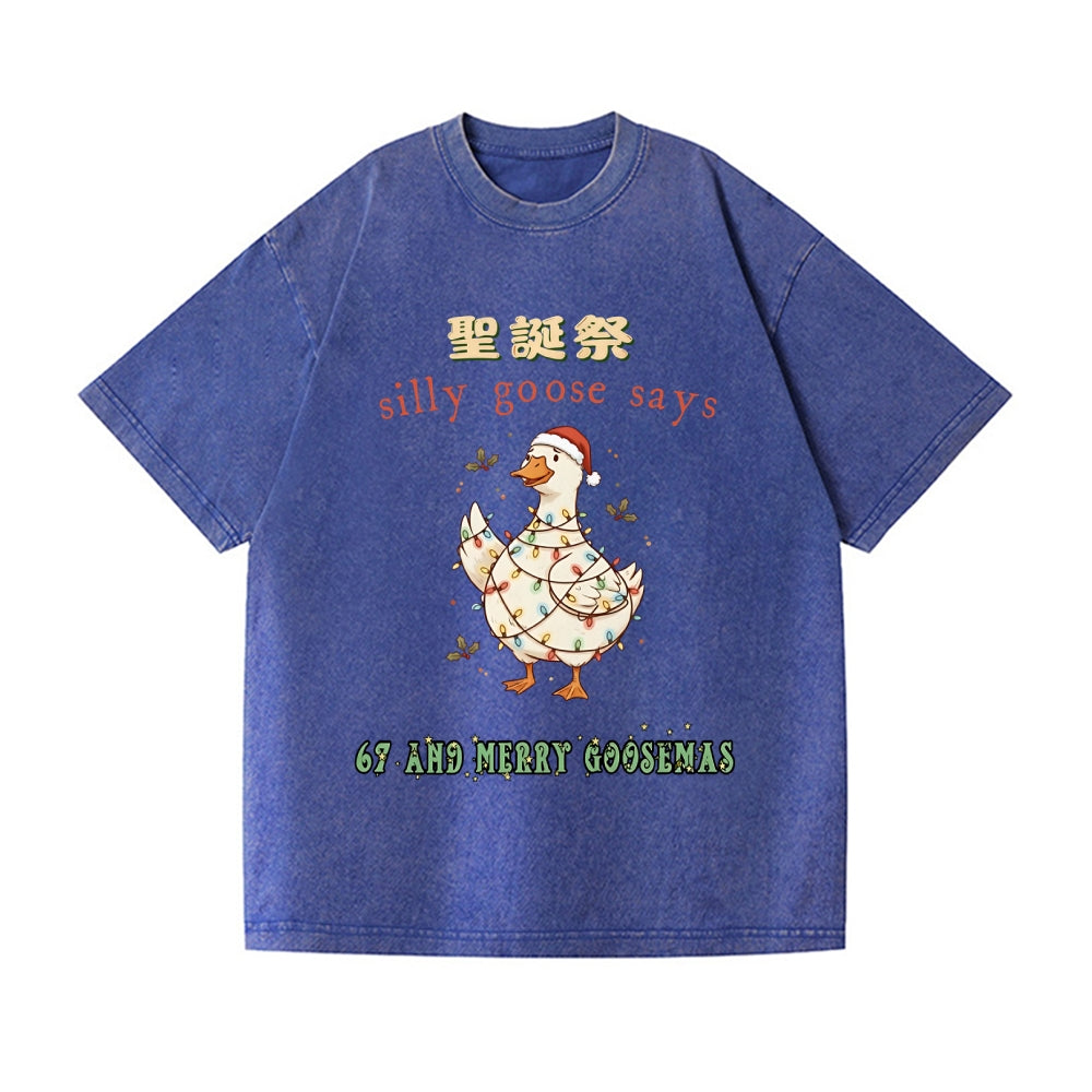 Just a Jolly Goose Christmas Vintage Wash Japanese Design T-Shirt