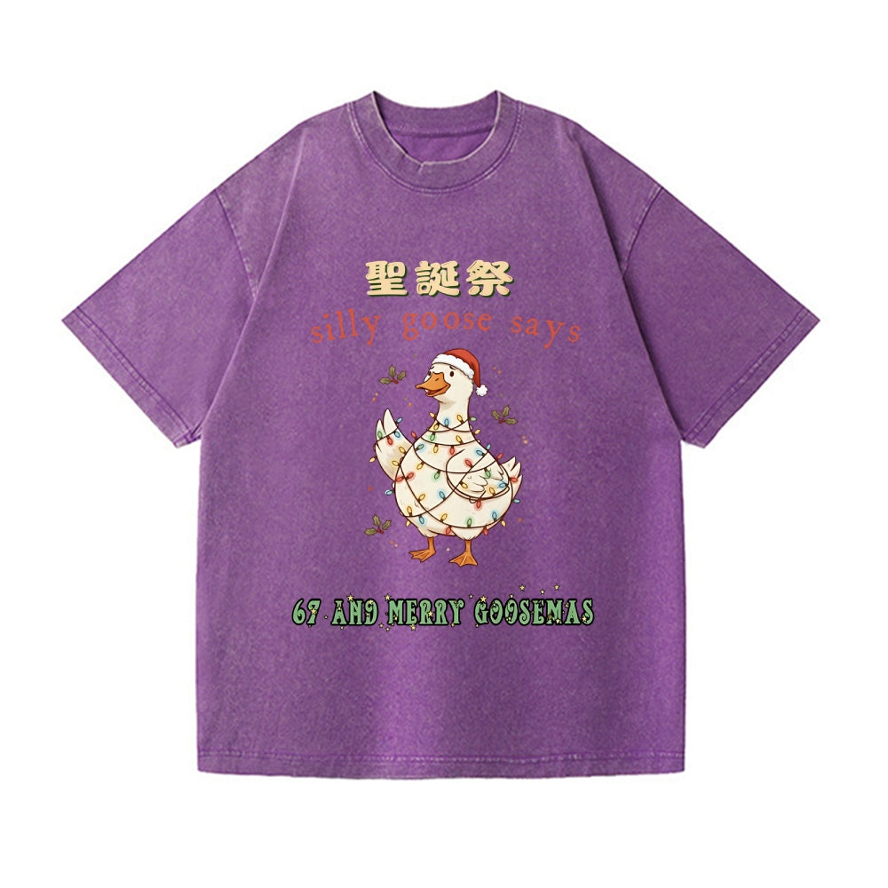 Just a Jolly Goose Christmas Vintage Wash Japanese Design T-Shirt