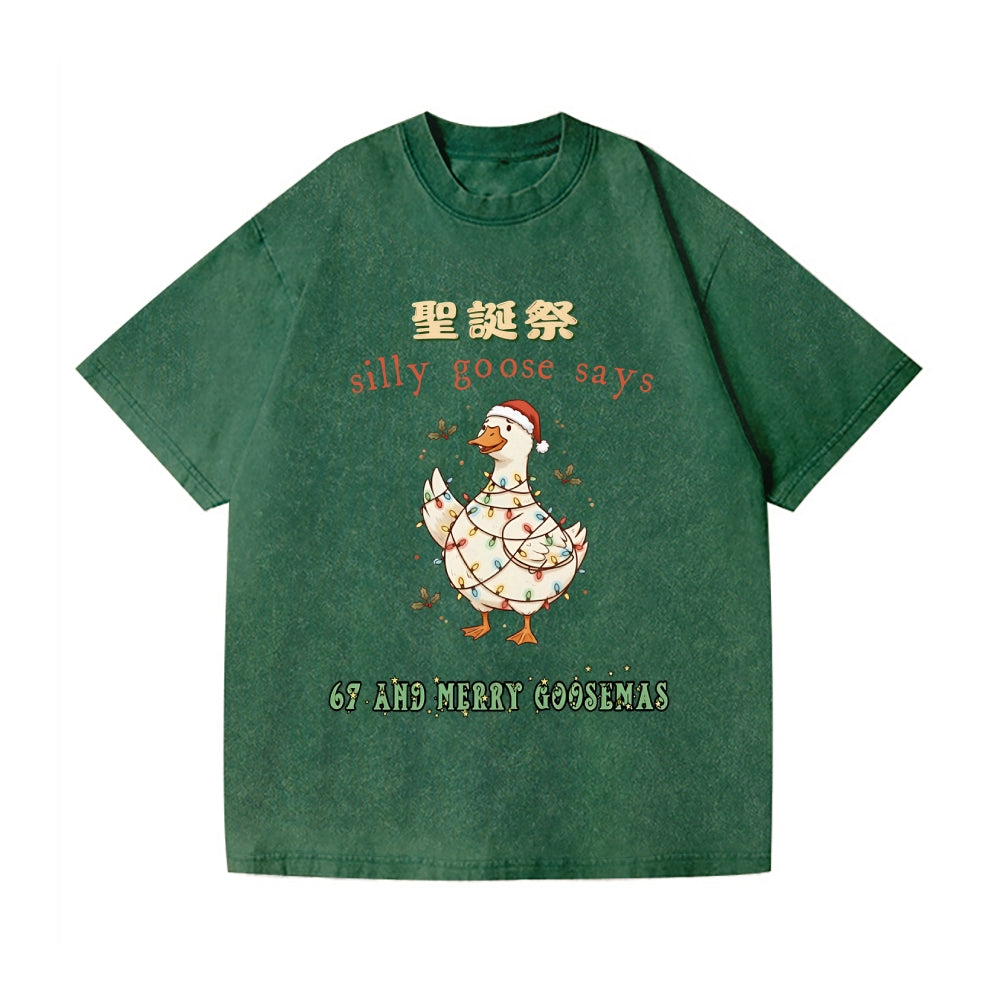 Just a Jolly Goose Christmas Vintage Wash Japanese Design T-Shirt