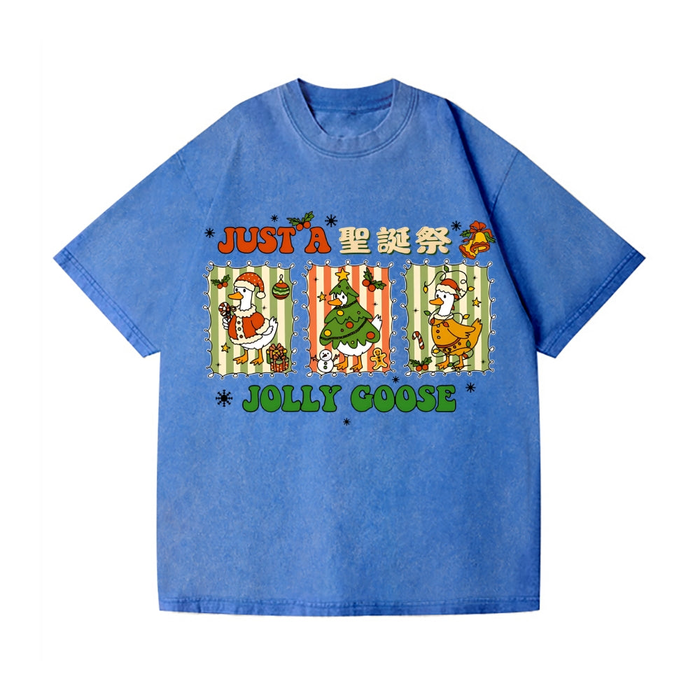 Just a Jolly Goose Christmas Vintage Wash Japanese Design T-Shirt
