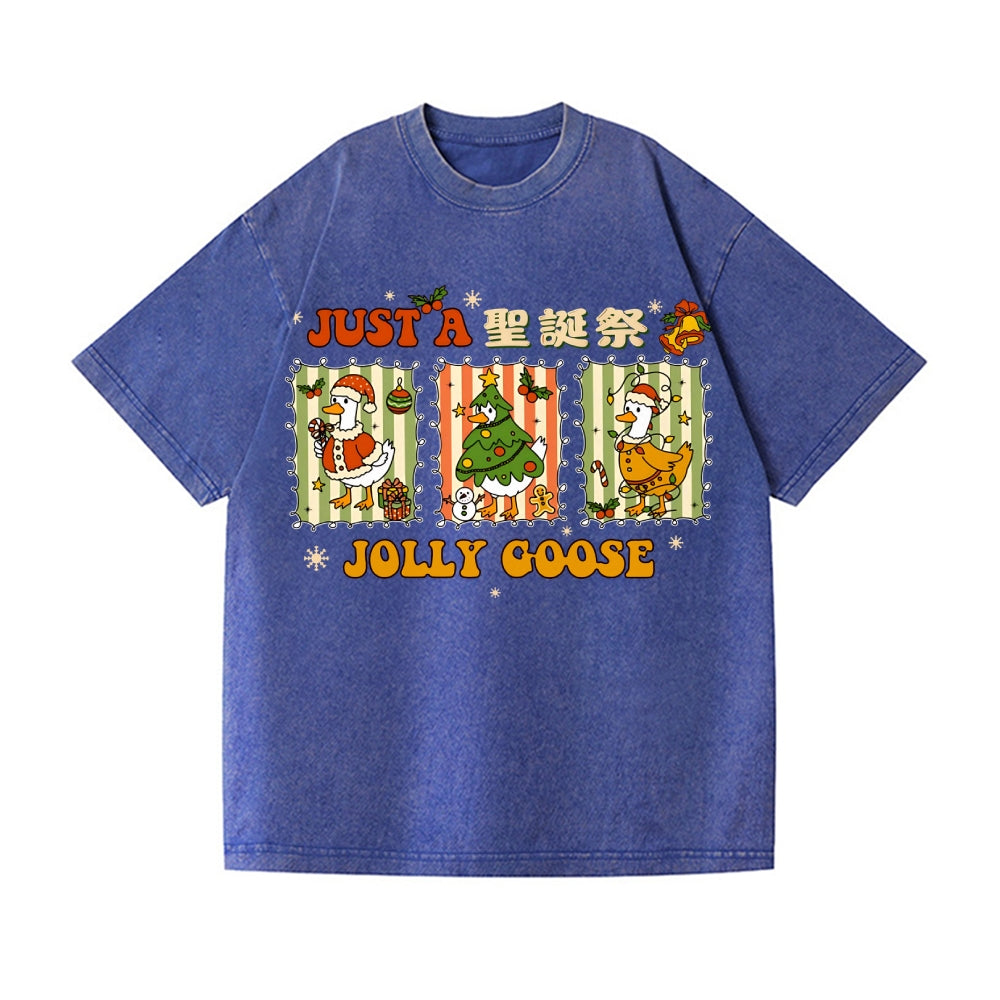 Just a Jolly Goose Christmas Vintage Wash Japanese Design T-Shirt