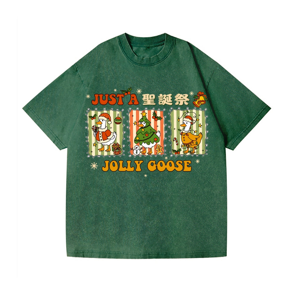 Just a Jolly Goose Christmas Vintage Wash Japanese Design T-Shirt