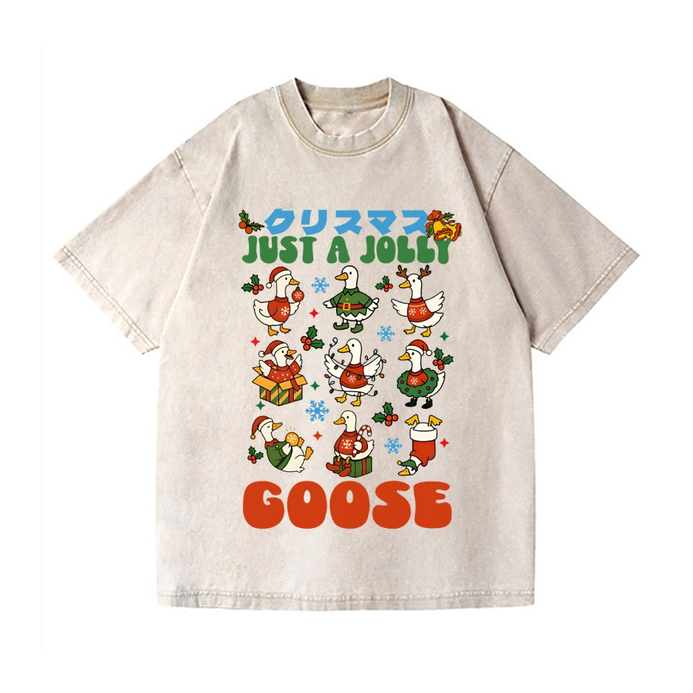 Just a Jolly Goose Christmas Vintage Wash Japanese Design T-Shirt