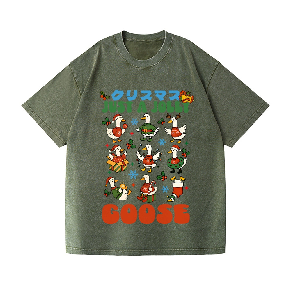 Just a Jolly Goose Christmas Vintage Wash Japanese Design T-Shirt