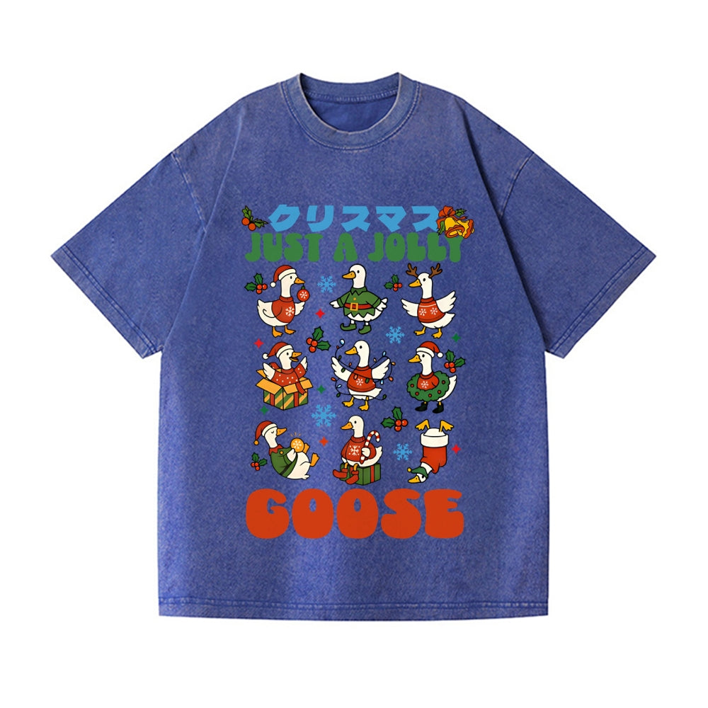 Just a Jolly Goose Christmas Vintage Wash Japanese Design T-Shirt