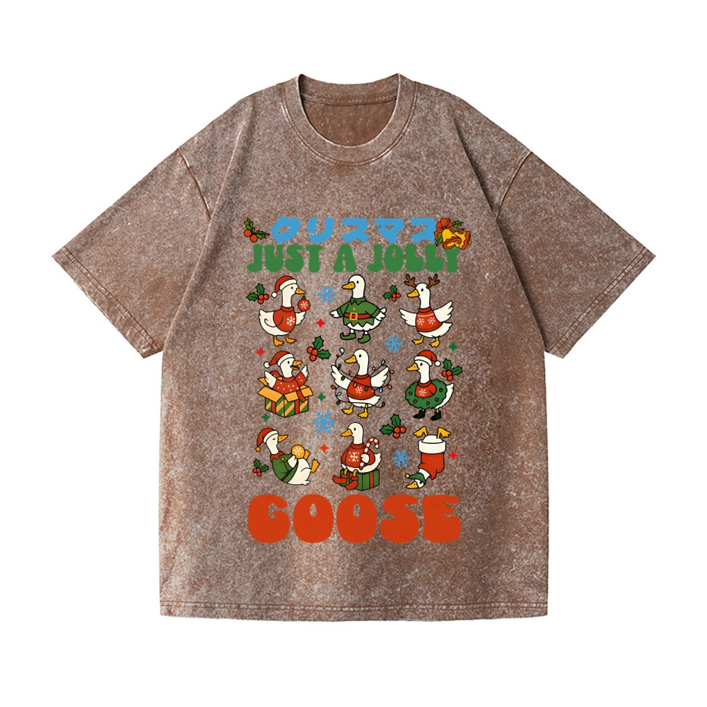 Just a Jolly Goose Christmas Vintage Wash Japanese Design T-Shirt