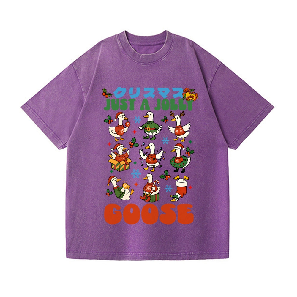 Just a Jolly Goose Christmas Vintage Wash Japanese Design T-Shirt