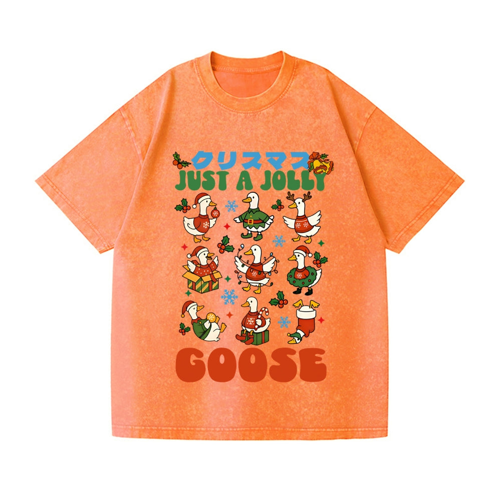 Just a Jolly Goose Christmas Vintage Wash Japanese Design T-Shirt