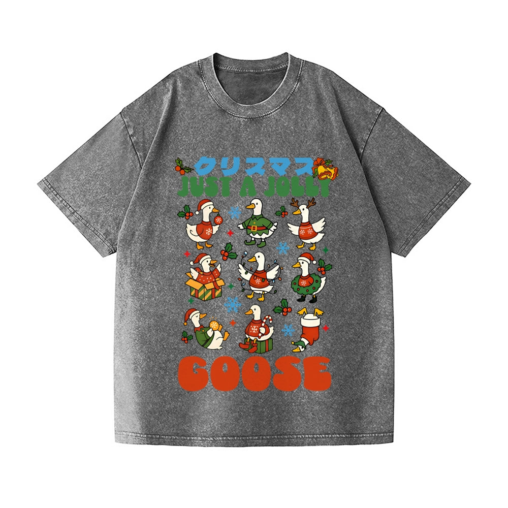 Just a Jolly Goose Christmas Vintage Wash Japanese Design T-Shirt