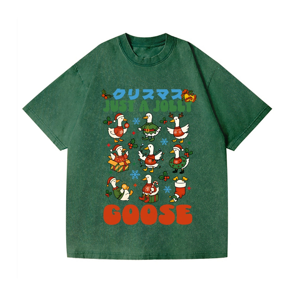 Just a Jolly Goose Christmas Vintage Wash Japanese Design T-Shirt