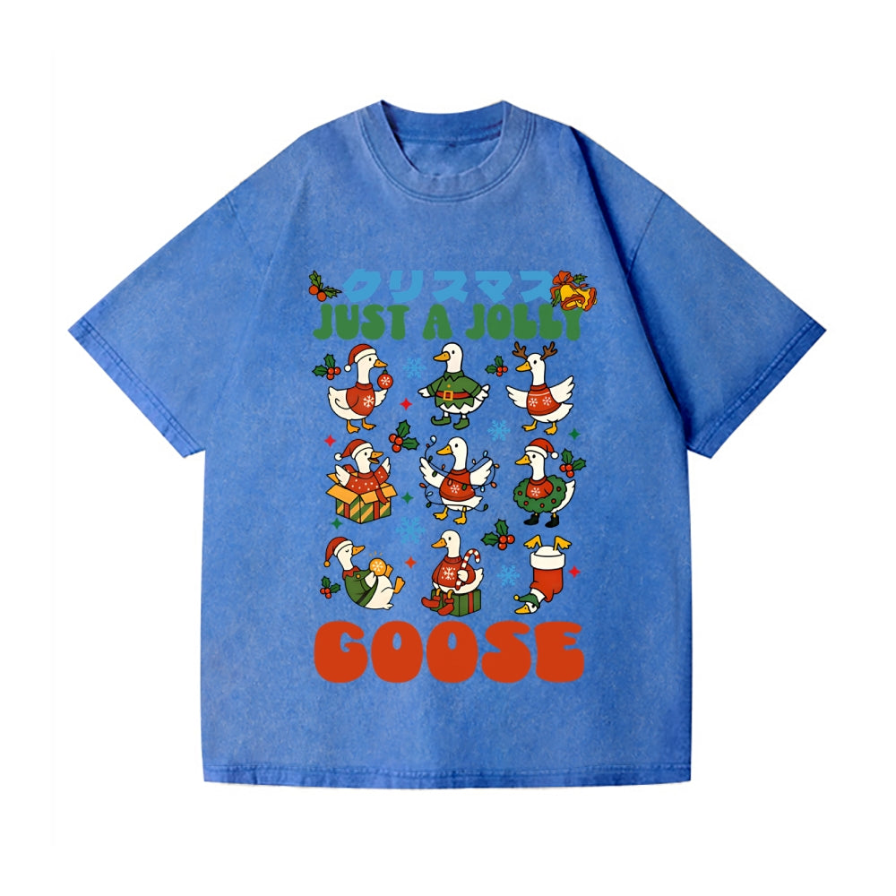 Just a Jolly Goose Christmas Vintage Wash Japanese Design T-Shirt