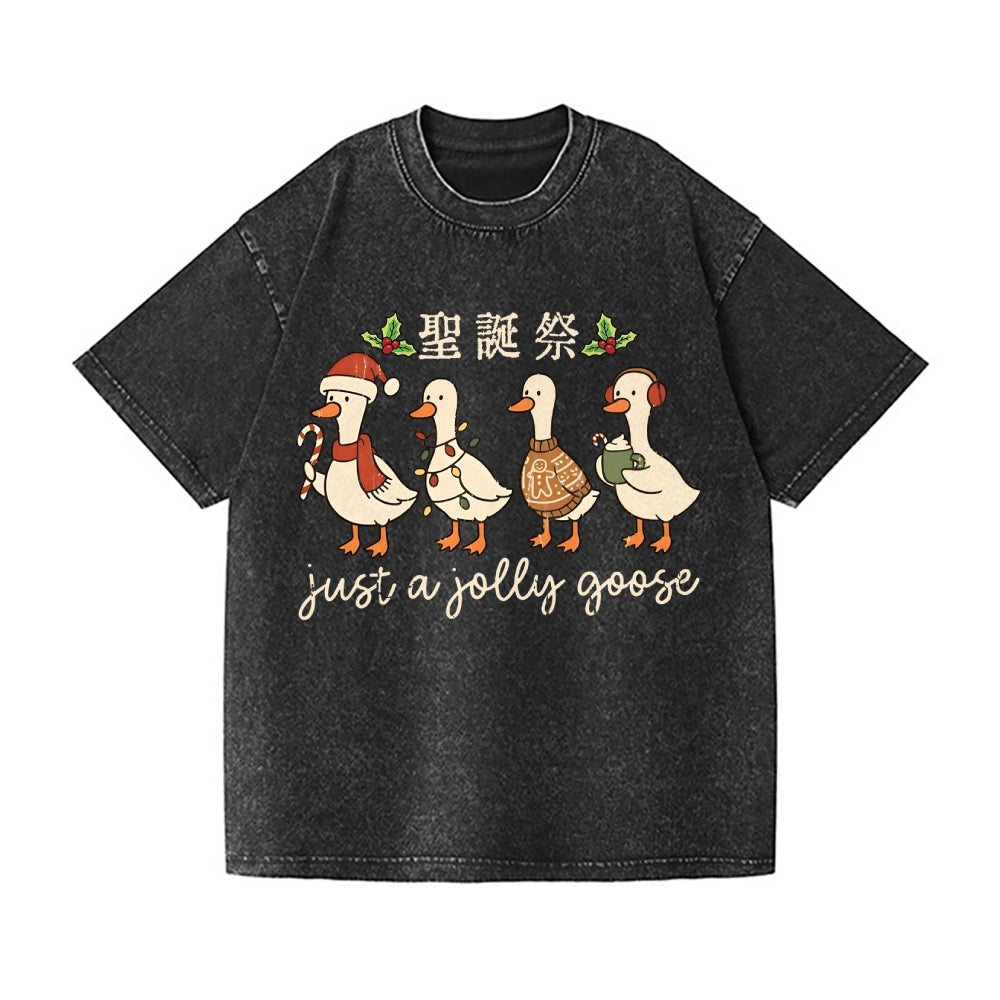 Just a Jolly Goose Christmas Vintage Wash Japanese Design T-Shirt