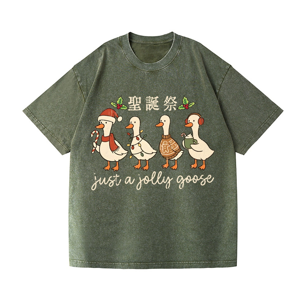 Just a Jolly Goose Christmas Vintage Wash Japanese Design T-Shirt