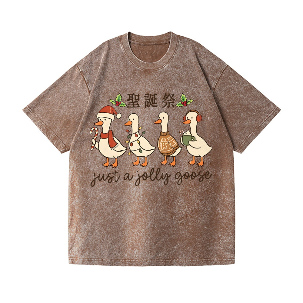 Just a Jolly Goose Christmas Vintage Wash Japanese Design T-Shirt